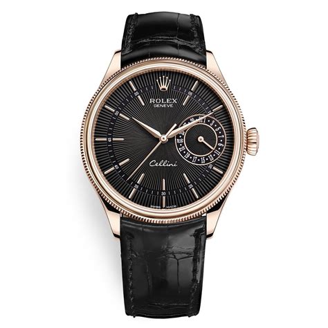 rolex cellini leather band|rolex watch with black leather band.